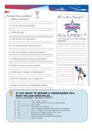 English Worksheet: Cheerleaders -Part 2