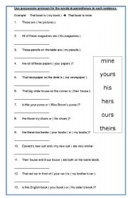 English Worksheet: Possessive pronouns