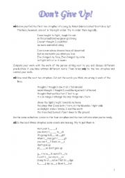 English Worksheet: Dont give up by Peter Gabriel