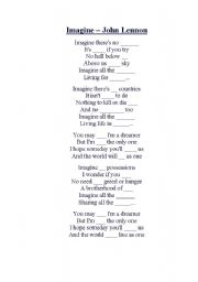 English Worksheet: Imagine by John Lennon - cloze excercise