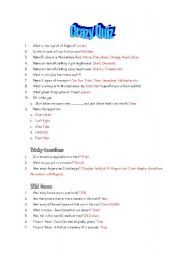 English Worksheet: Crazy Quiz