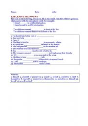 English worksheet: exs reflexive pronouns + key