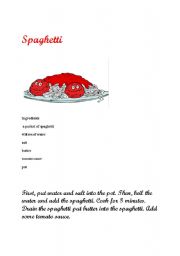 English Worksheet: Spaghetti Recipe