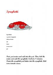 English worksheet: Spaghetti Recipe