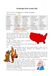 English Worksheet: some facts about America