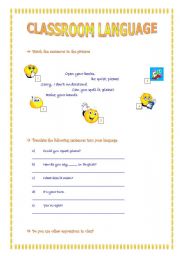 English Worksheet: Classroom language