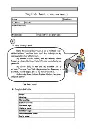 English Worksheet: Test  5th form