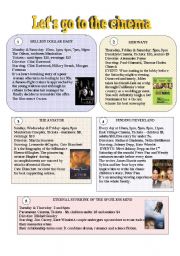 English Worksheet: Lets go to the cinema - 3 SKILLS - Reading/Speaking/Writing