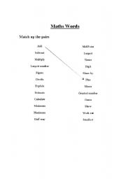 English Worksheet: Maths words
