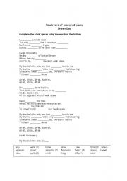 English Worksheet: song activity Boulevard of broken dreams 