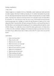 English Worksheet: reading comprehension a commuter day