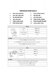 English Worksheet: irregular verbs part 1