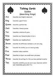 English Worksheet: Talking Cards (part 1)