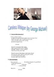 English Worksheet: Song- Careless Whisper- by George Michael
