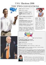 English Worksheet: Usa Elections- The Two Conventions (part 1)