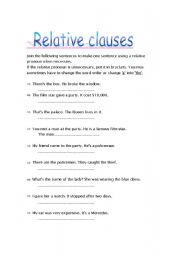 English Worksheet: Relative clauses