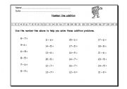 English worksheet: number line addition