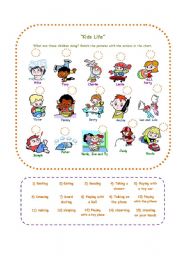 English Worksheet: Kids PRESENT CONTINUOUS (08.09.08)