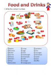 English Worksheet: Food and drinks