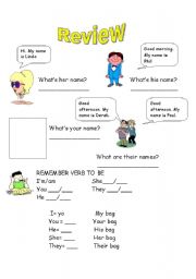 Exercises as a review of verb to be for kids