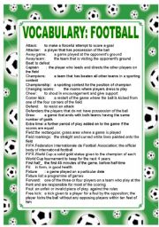 English Worksheet: FOOTBALL VOCABULARY