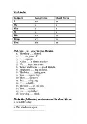 English Worksheet: Verb to be