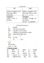 English Worksheet: a/an + personal pronouns