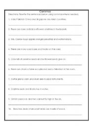 English Worksheet: Commas in a Series