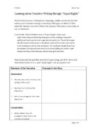 English worksheet: Learning about Narrative Writing through Equal Rights