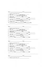 English Worksheet: MONTHS AND WEEK DAYS QUIZ