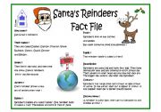 English Worksheet: Santas Reindeers Factfile and Quiz