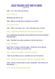 English worksheet: Julie Teaches Lucy How to Drive