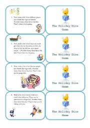 English Worksheet: The Holiday Dice Game