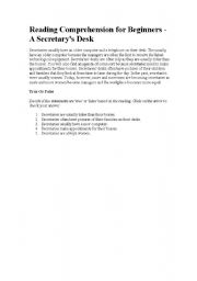 English Worksheet: Reading comprehension