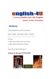 English worksheet: Text for Reading and Speaking