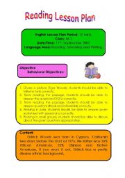 English Worksheet: Reading Lesson Plan