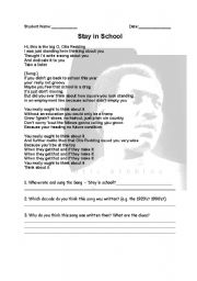 English worksheet: Ottis Redding - Stay in School