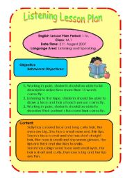 English Worksheet: Listening Lesson Plan