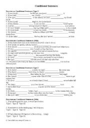 English Worksheet: Conditional Type I,II,III