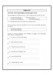 English worksheet: past tense of verbs