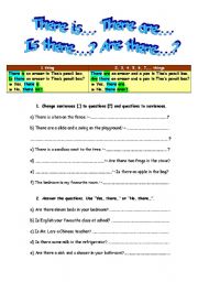 English Worksheet: There is/are Exercises