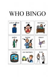 English Worksheet: Who Bingo