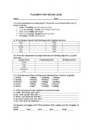 English Worksheet: Placement test second level