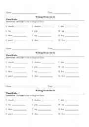 English Worksheet: Plural noun practice homework