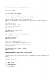 English worksheet: personal information