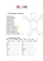 MY BODY worksheet part 1