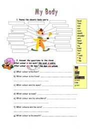 English Worksheet: MY BODY worksheet part 2