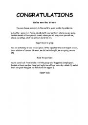 English Worksheet: You Have Won The Lottery!