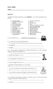 English Worksheet: MODAL AUXILIARIES