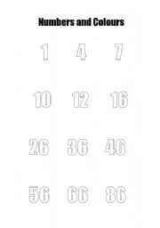 English worksheet: Numbers and colours